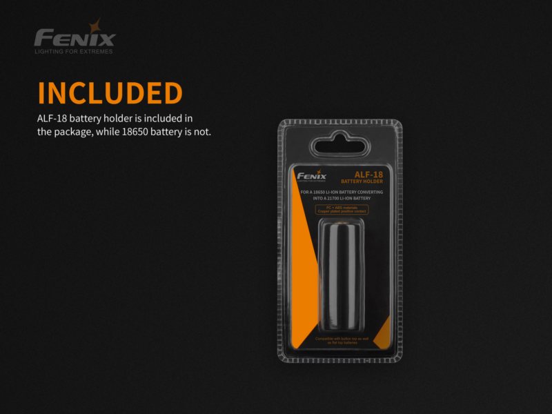 Fenix ALF18 18650 to 21700 battery holder