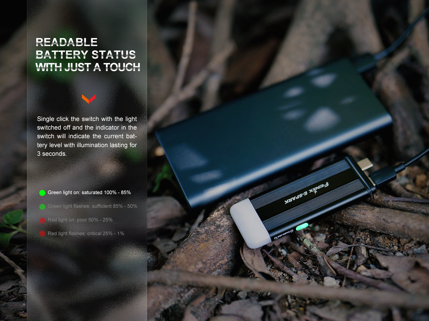   Fenix E-SPARK Ultra-Thin Powerbank Flashlight