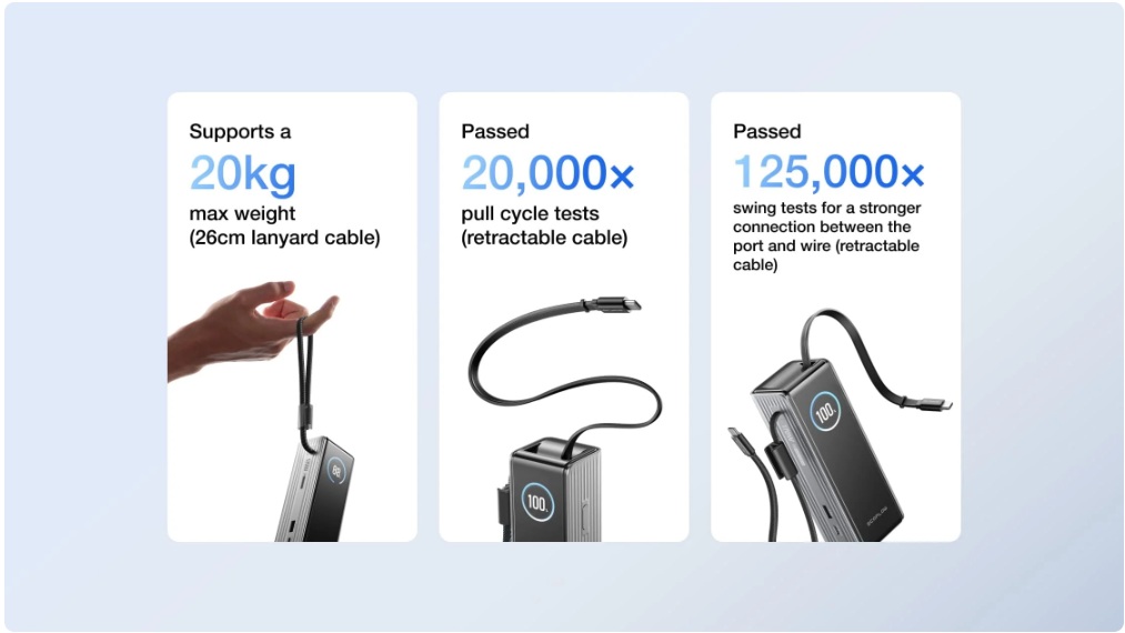 EcoFlow RAPID Power Bank 25,000mAh, 170W, Built-In Cables